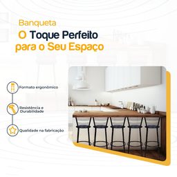 Kit 5 Banquetas para Balcão Bancada Cozinha Bistrô Ilhas Gourmet Bares Banco Flórida Preta - 3