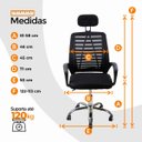 Ver imagem 5 de Cadeira Escritório Diretor Tela Mesh com Encosto de Cabeça - Preto - 4 + E-book