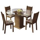 Ver imagem 2 de Conjunto Sala de Jantar Madesa Paula Mesa Tampo de Vidro Redondo 4 Cadeiras - Rustic/hibiscos