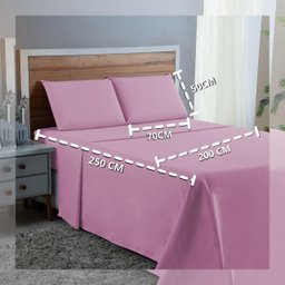 Kit Jogo de Lençol Casal 4 Peças 300 Fios Algodão Padrão com Elástico e Virol:rosa Bebe - 3