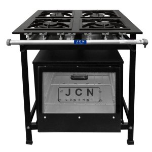 Fogão Industrial 4 Bocas 30x30 Baixa Pressão P5 com Forno Tampa de Vidro Jcn