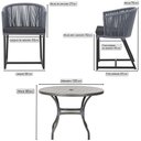 Ver imagem 2 de Mesa com 6 Cadeiras de Jantar Roma 120cm e Noronha em Alumínio Preto Corda Náutica Estofado 11 Trama