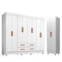 Ver imagem 1 de Guarda Roupa Casal Porto 8 Portas e Armário Multiuso Lite Branco Brilho - Móveis Leão