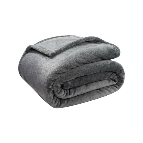CAMA COBERTOR CASAL VELOUR SUPERSOFT 300 REF 112593 CINZA .