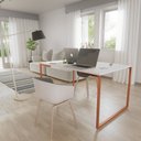 Ver imagem 3 de Mesa de Escritório Base Metal Bronze Tampo Branco 120 Cm House