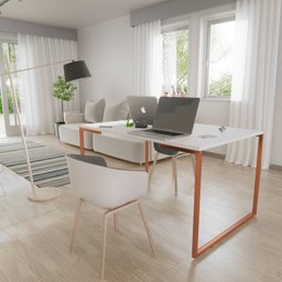 Mesa de Escritório Base Metal Bronze Tampo Branco 120 Cm House - 3