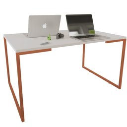 Mesa de Escritório Base Metal Bronze Tampo Branco 120 Cm House - 1