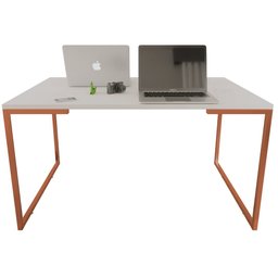 Mesa de Escritório Base Metal Bronze Tampo Branco 120 Cm House - 2