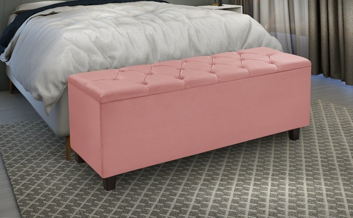 Baú Recamier Quarto Sala Barcelona 130cm - Rosa