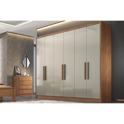 Guarda Roupa Casal 6 Portas e 8 Gavetas Rizon Plus Freijo Cumaru c/ Fendi - Novo Horizonte