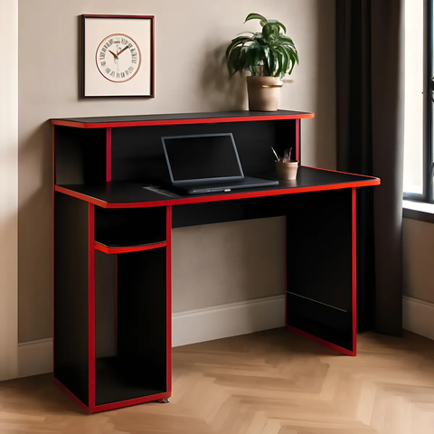 Mesa Escrivaninha Gamer Organizadora com Nichos para Computador Preto - Art In Móveis