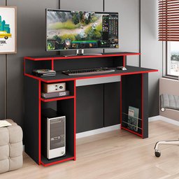 Mesa Escrivaninha Gamer Organizadora Nicho Suporte Para Computador PC Estudos Inspire Preto - 1