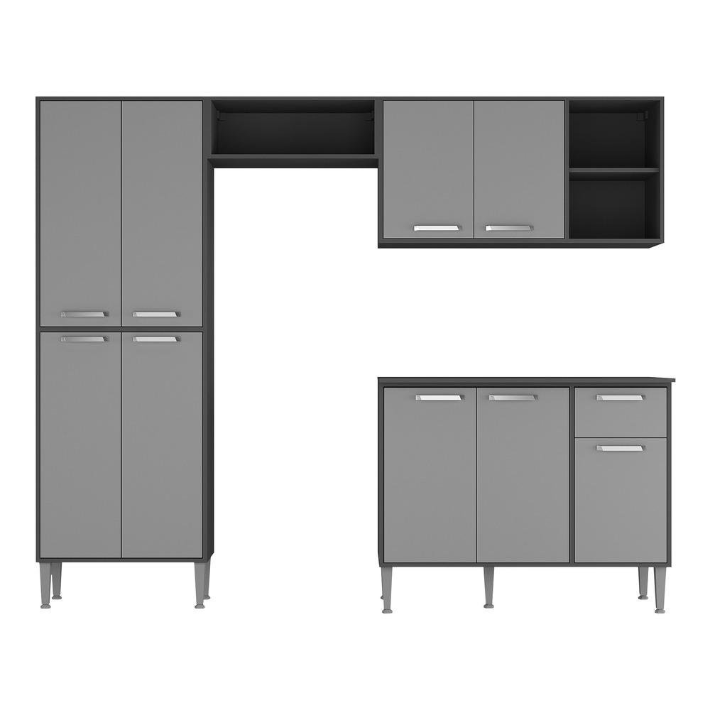 Cozinha Compacta com Armário e Balcão Xangai Multimóveis VM2840 Preta/Grafite - 6