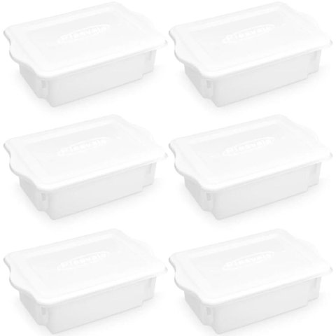 6 Cestos Organizadores para Cozinha 10l Caixas Plásticas Organizadoras Alimentos com Tampa