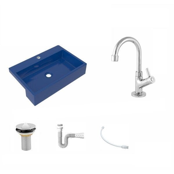 Kit Cuba XRT55 Torneira 1198 Metal e Válvula 1 Polegada Sifão Flexível PVC Compace - 2