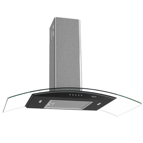 Coifa Terim de Parede Clean Vidro Curvo Black Kroma 90cm Preto com Kromanox 220v