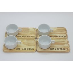 Kit Jogo 4 Xícaras Café Hotel 100ml C/ Pires Pinus - Porcelana Branca - 2