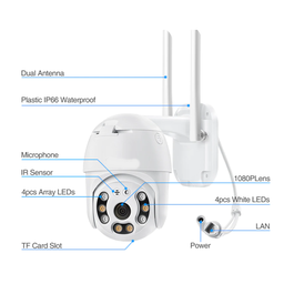 Camera de Segurança A6 Wifi Noturna Ptz Sensor Áudio 1080p 2.0 Mp Yousee - 4