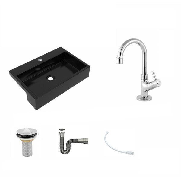 Kit Cuba XRT55 Torneira 1198 Metal Válvula 1 Polegada Sifão Cromado Flexível Compace - 2