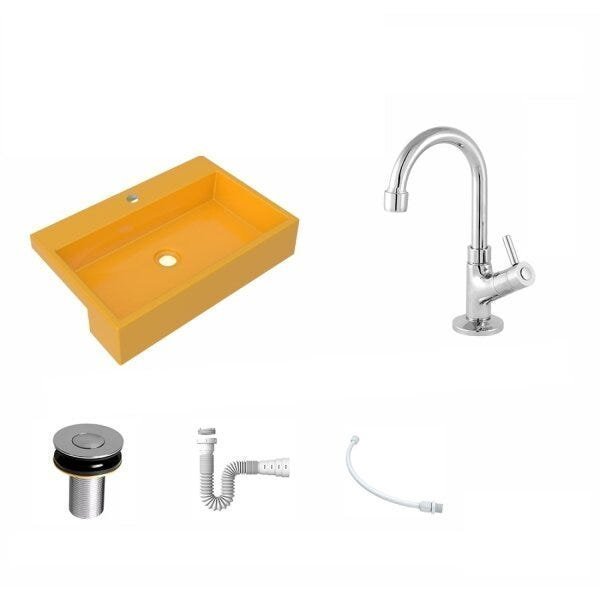 Kit Cuba XRT55 Torneira 1198 Metal Válvula Click 1 Polegada B Sifão PVC Flexível Compace - 2