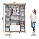 Ver imagem 3 de Guarda Roupa Infantil Ambiente Aconchego 4 Portas Branco Jequitibá Hp - Henn