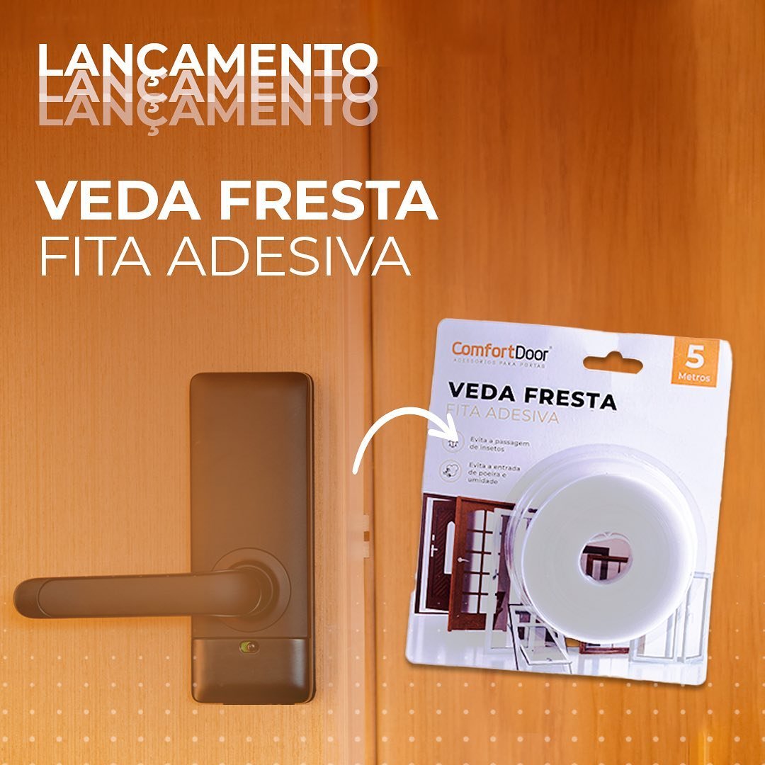 Veda Fresta Fita Adesiva Protetor Porta Janela Vedação Comfort Door 5 Metros Branco - 8