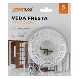 Veda Fresta Fita Adesiva Protetor Porta Janela Vedação Comfort Door 5 Metros Branco - 2