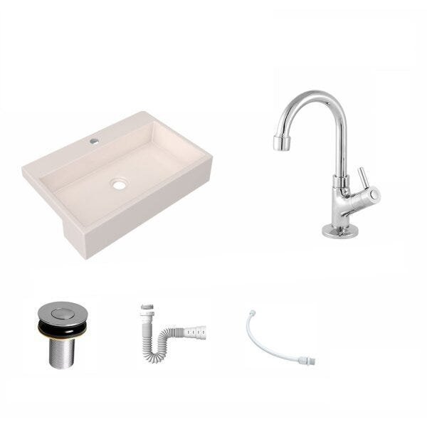 Kit Cuba XRT55 Torneira 1198 Metal Válvula Click 1 Polegada B Sifão PVC Flexível Compace - 2