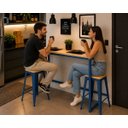 Ver imagem 3 de Mesa Jantar Aparador Bancada Alta Industrial 160x70cm Tampo Bege Pés Azul