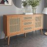 Aparador Buffet para Sala de Jantar com Tela Natural 135cm Taj D03 Freijó - Lyam Decor - 2