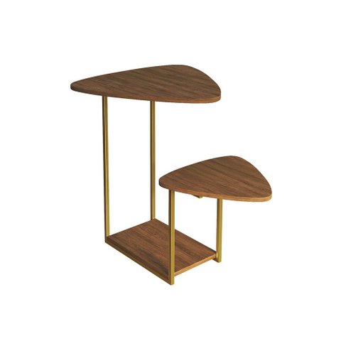 Mesa de Canto Moderna Dourado Cibele Tampo Esfiha Freijó