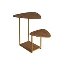 Ver imagem 1 de Mesa de Canto Moderna Dourado Cibele Tampo Esfiha Freijó