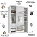 Ver imagem 4 de Closet Solteiro 1 Porta de Correr com Espelho 3 Gavetas 139cm Mdf Sonni R02 Branco - Lyam Decor