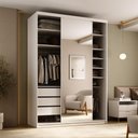Ver imagem 2 de Closet Solteiro 1 Porta de Correr com Espelho 3 Gavetas 139cm Mdf Sonni R02 Branco - Lyam Decor