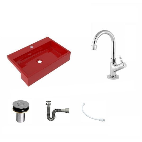 Kit Cuba XRT55 Torneira 1198 Metal Válvula Click 1 Polegada B Sifão Cromado Flexível Compace - 2