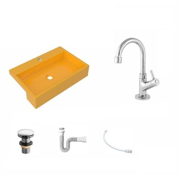 Kit Cuba XRT55 Torneira 1198 Metal Válvula Click 1 Polegada G Sifão PVC Flexível Compace - 2