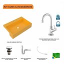 Ver imagem 3 de Kit Cuba XRT55 Torneira 1198 Metal Válvula Click 1 Polegada G Sifão PVC Flexível Compace