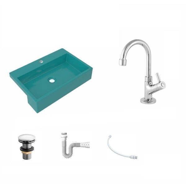 Kit Cuba XRT55 Torneira 1198 Metal Válvula Click 1 Polegada G Sifão PVC Flexível Compace - 2