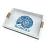 Bandeja Branca Concha Seashore em Madeira 35x25 Cm Decoração Náutica Praia - 3