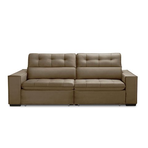 Sofa Retratil Reclinavel 2 Lugares 2,10 Vitória Veludo Capuccino Lansofbr