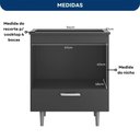 Ver imagem 4 de Balcão de Cozinha para Cooktop 4 Bocas 72cm Itália 1 Gaveta Grafite - Pnr Móves
