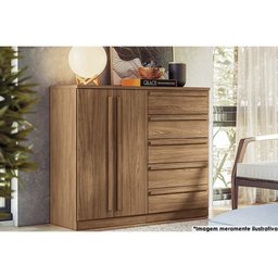 Cômoda Casal Málaga Gold 2 Portas e 5 Gavetas Jatoba - Santos Andirá - 1