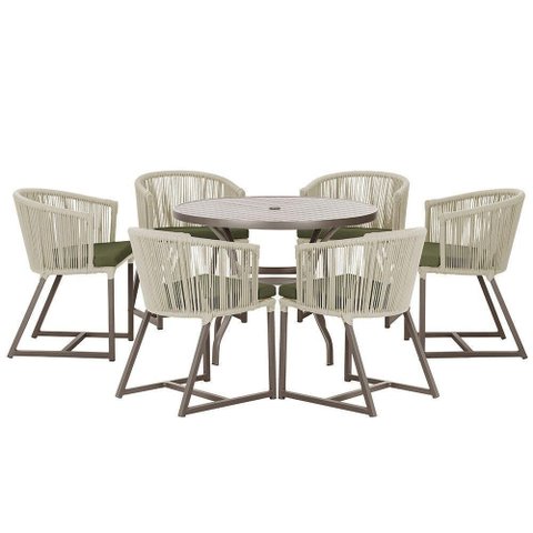 Mesa e 6 Cadeiras Jantar Noronha Marrom E13 Trama Original Rami