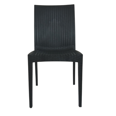 Cadeira Empilhável Estilo Rattan Resistente para Área Gourmet, Restaurante e Sala de Jantar - Preto