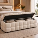 Ver imagem 2 de Recamier Baú Cama Casal 138cm Banco Puf Estofado Bouclé Boss:Offf White/Bouclé