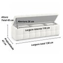 Ver imagem 3 de Recamier Baú Cama Casal 138cm Banco Puf Estofado Bouclé Boss:Offf White/Bouclé