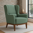 Ver imagem 1 de Poltrona Dekorien Milena Linho Verde Salvia Alto Acabamento