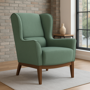 Poltrona Dekorien Milena Linho Verde Salvia Alto Acabamento