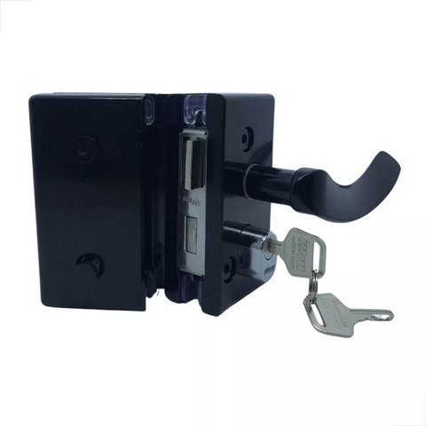 Fechadura Maçaneta Recorte 1520 Vidro/Vidro Preta mm - Porta Blindex