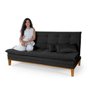 Ver imagem 2 de Kit Sofa Cama Mobly com 2 Banquetas Moderno Sala Quarto:preto